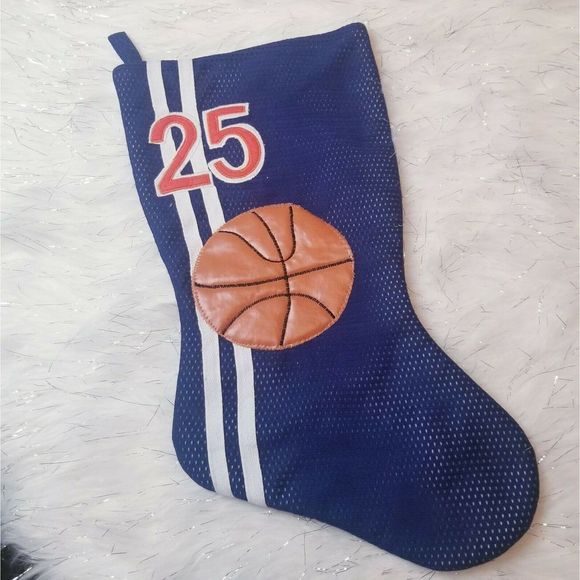 Blue Sports Christmas 25 Stocking blue basket ball - Picture 1 of 3